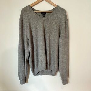 Brooks Brothers Merino Wool Blend Grey V Neck Sweater Size Large